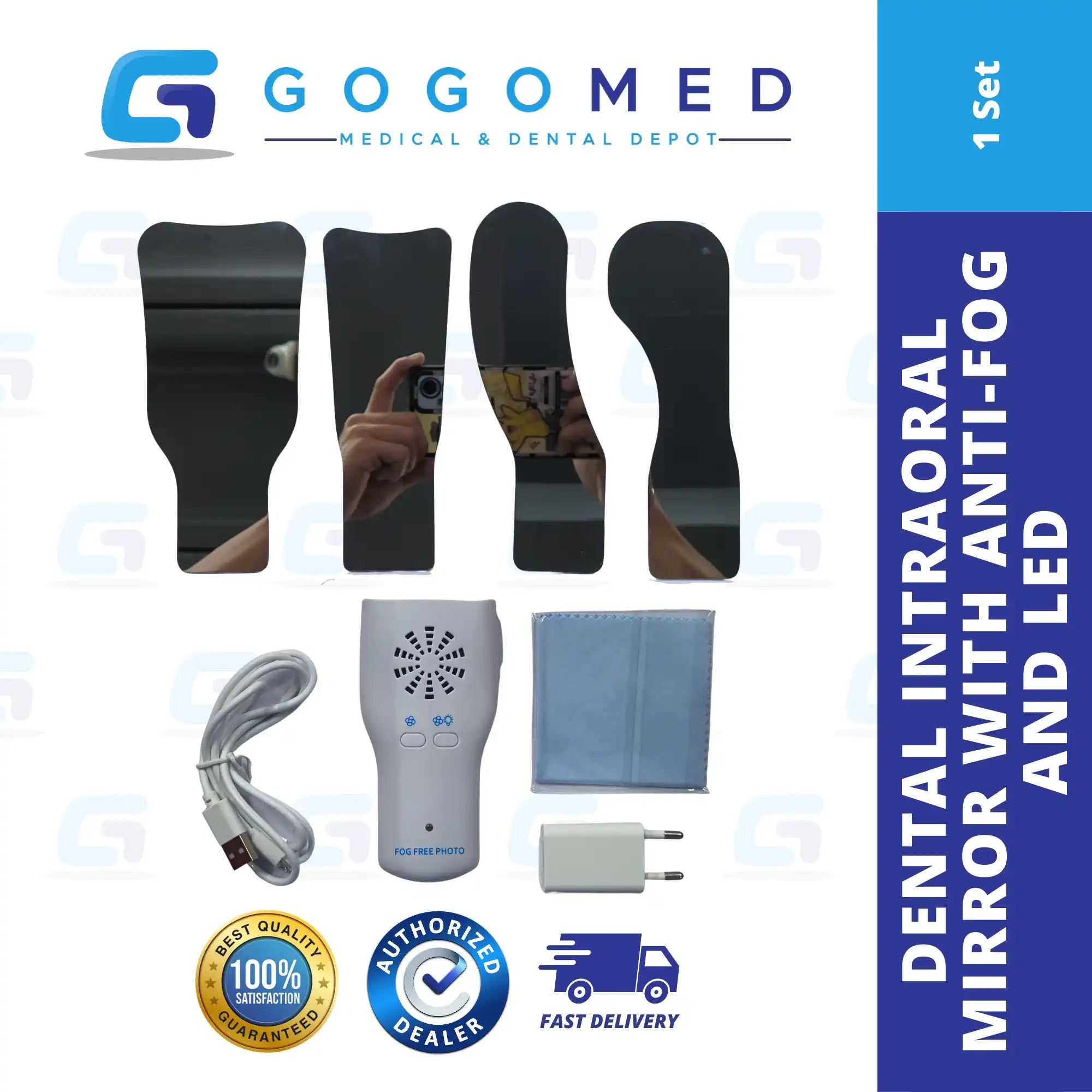 Dental Intraoral Mirror with Anti-Fog and LED
