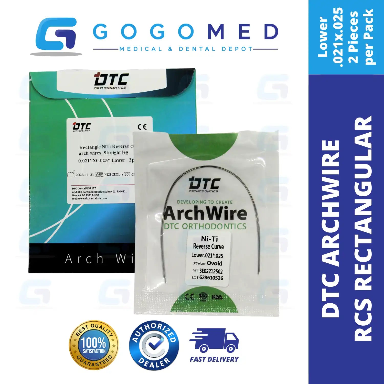 DTC USA - NiTi Reverse Curve RCS Archwire (Rectangular)