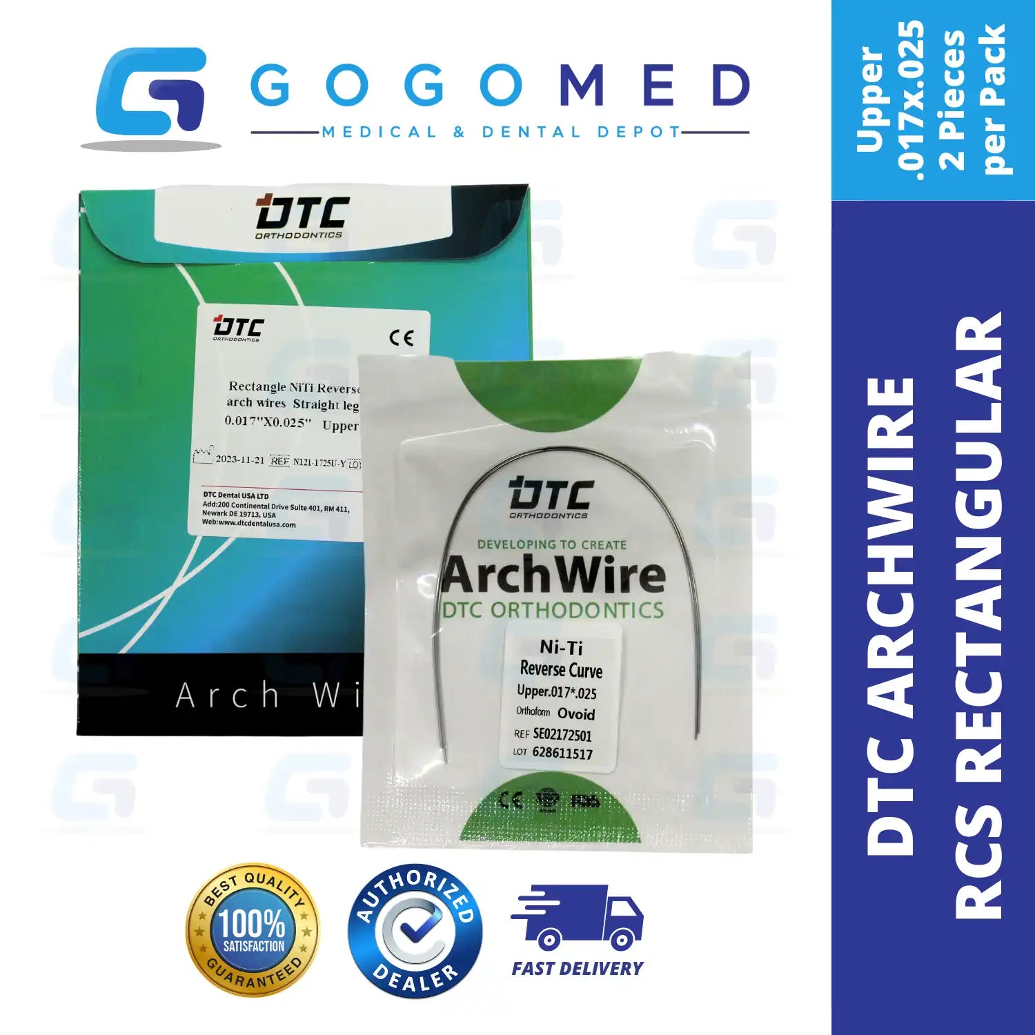 DTC USA - NiTi Reverse Curve RCS Archwire (Rectangular)