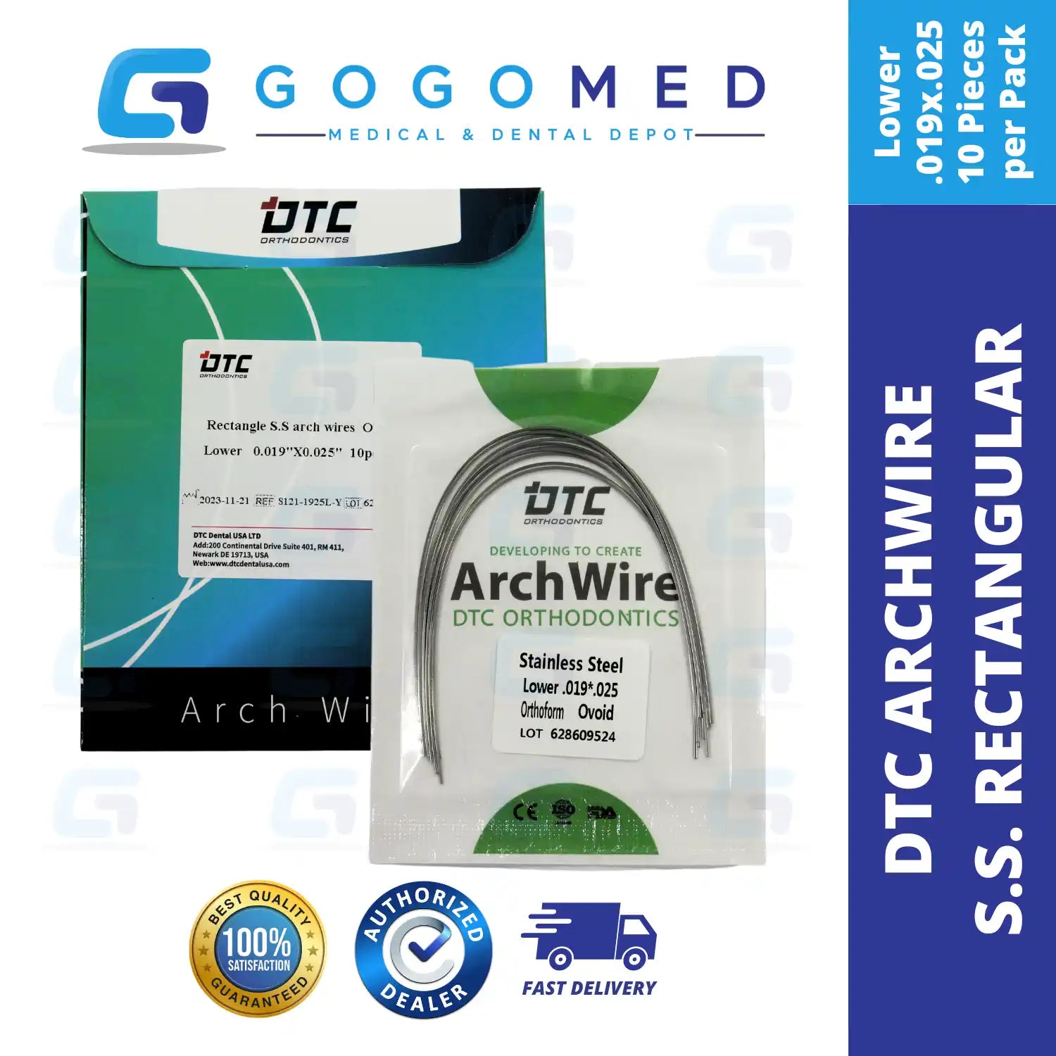 DTC USA - Stainless Steel SS Archwire (Rectangular)