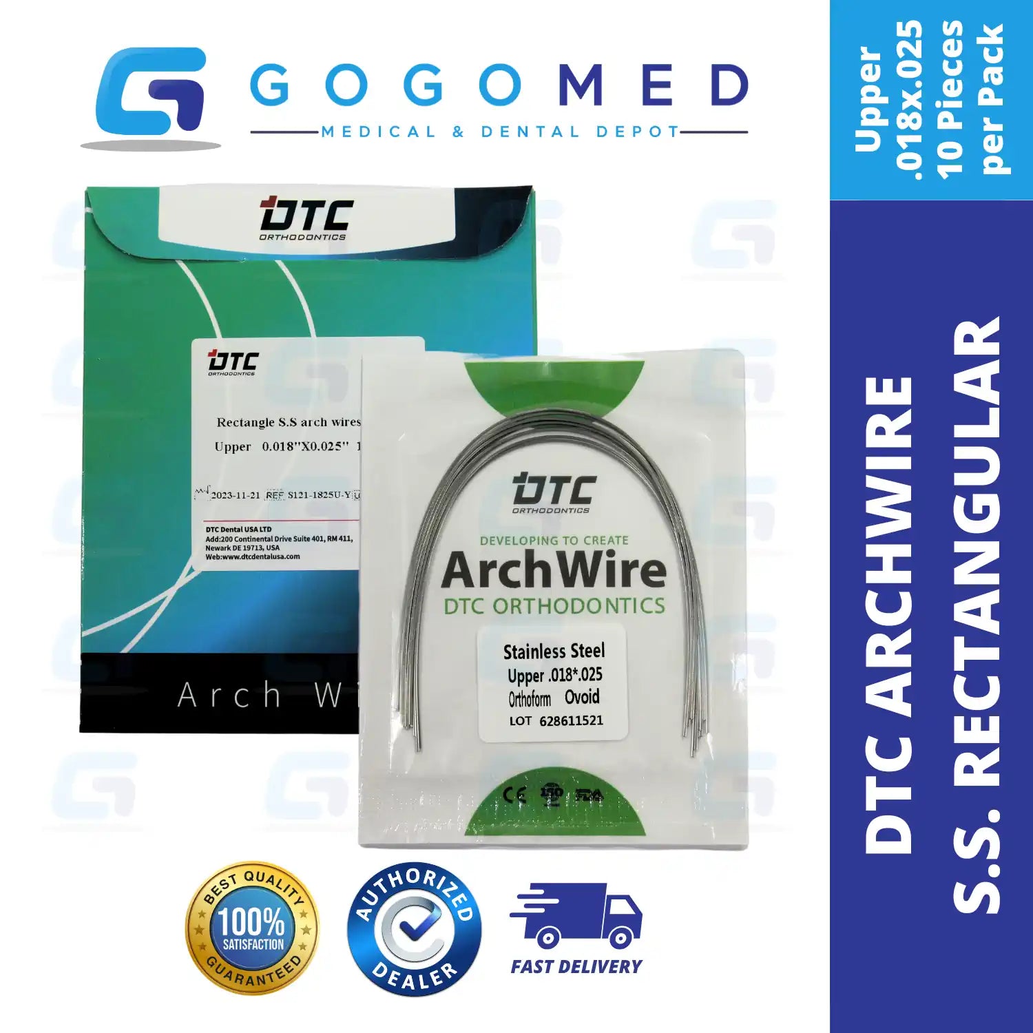 DTC USA - Stainless Steel SS Archwire (Rectangular)