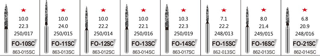 FLAME OGIVAL END (FO) - DIAMOND BURS