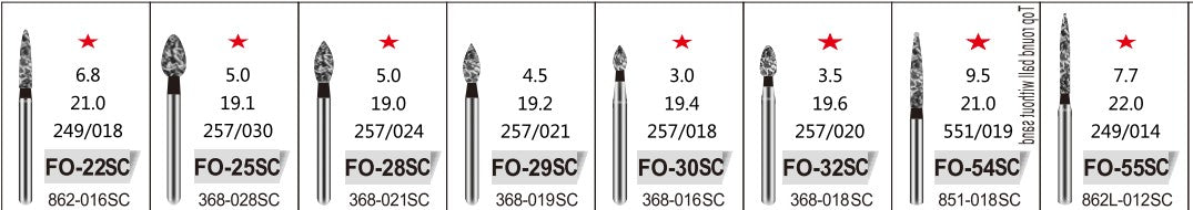 FLAME OGIVAL END (FO) - DIAMOND BURS