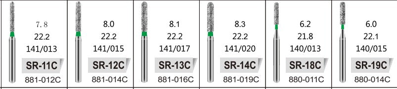 STRAIGHT ROUND END (SR) - DIAMOND BURS