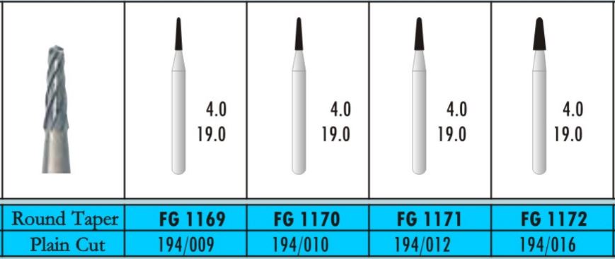 Round Taper Plain Cut 194 - Carbide Burs