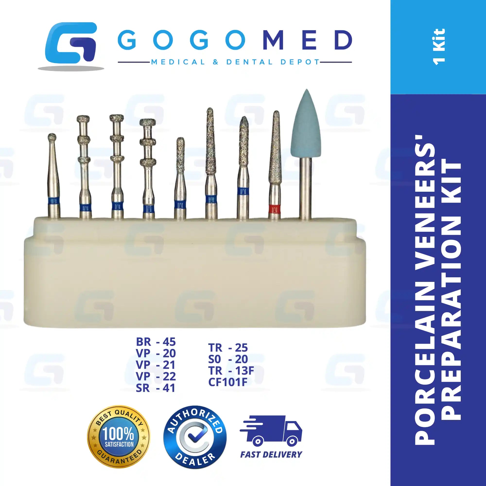 Porcelain Veneers Preparation Burs - 1 Set