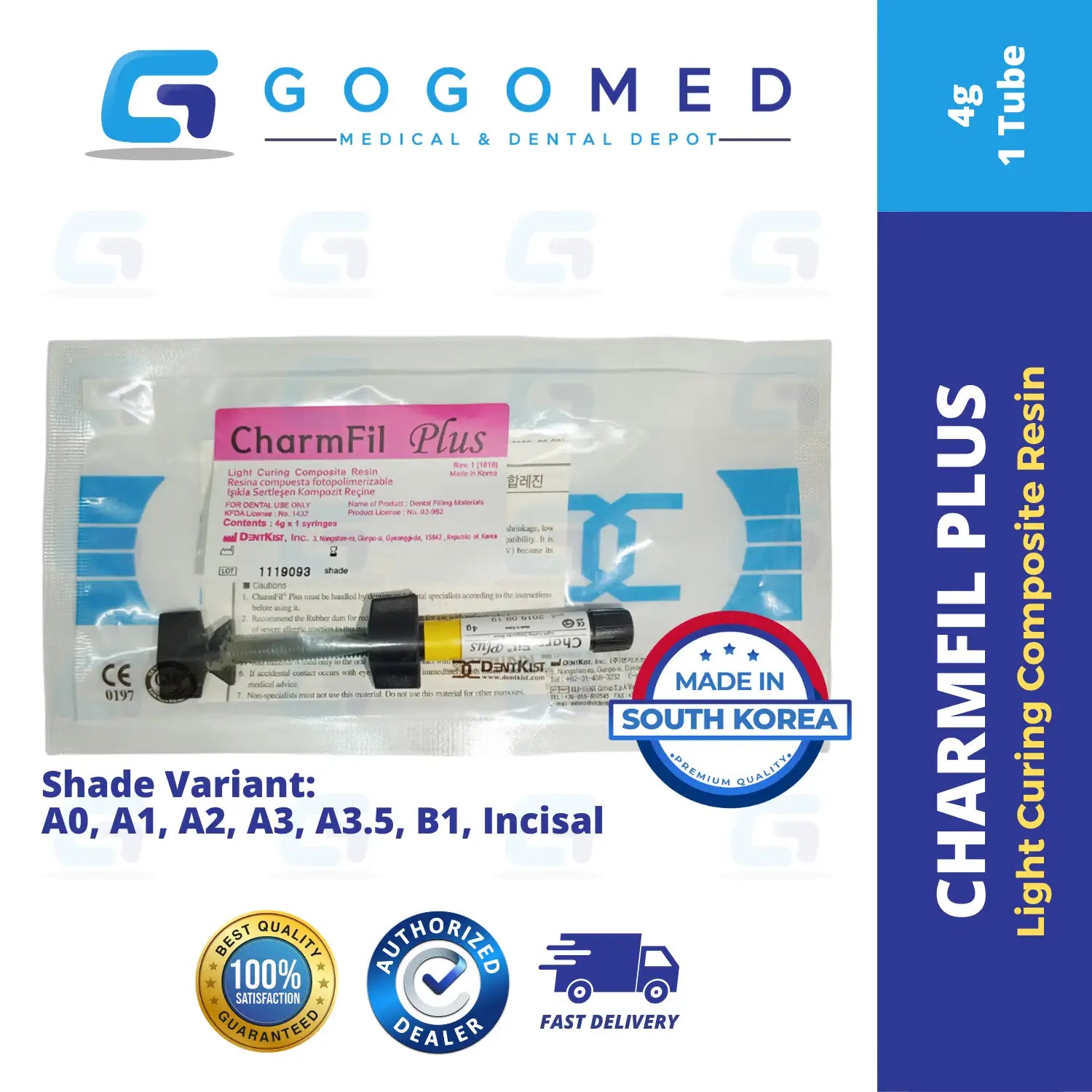 CharmFil Plus - Light Curing Composite Resin - 4g per Tube