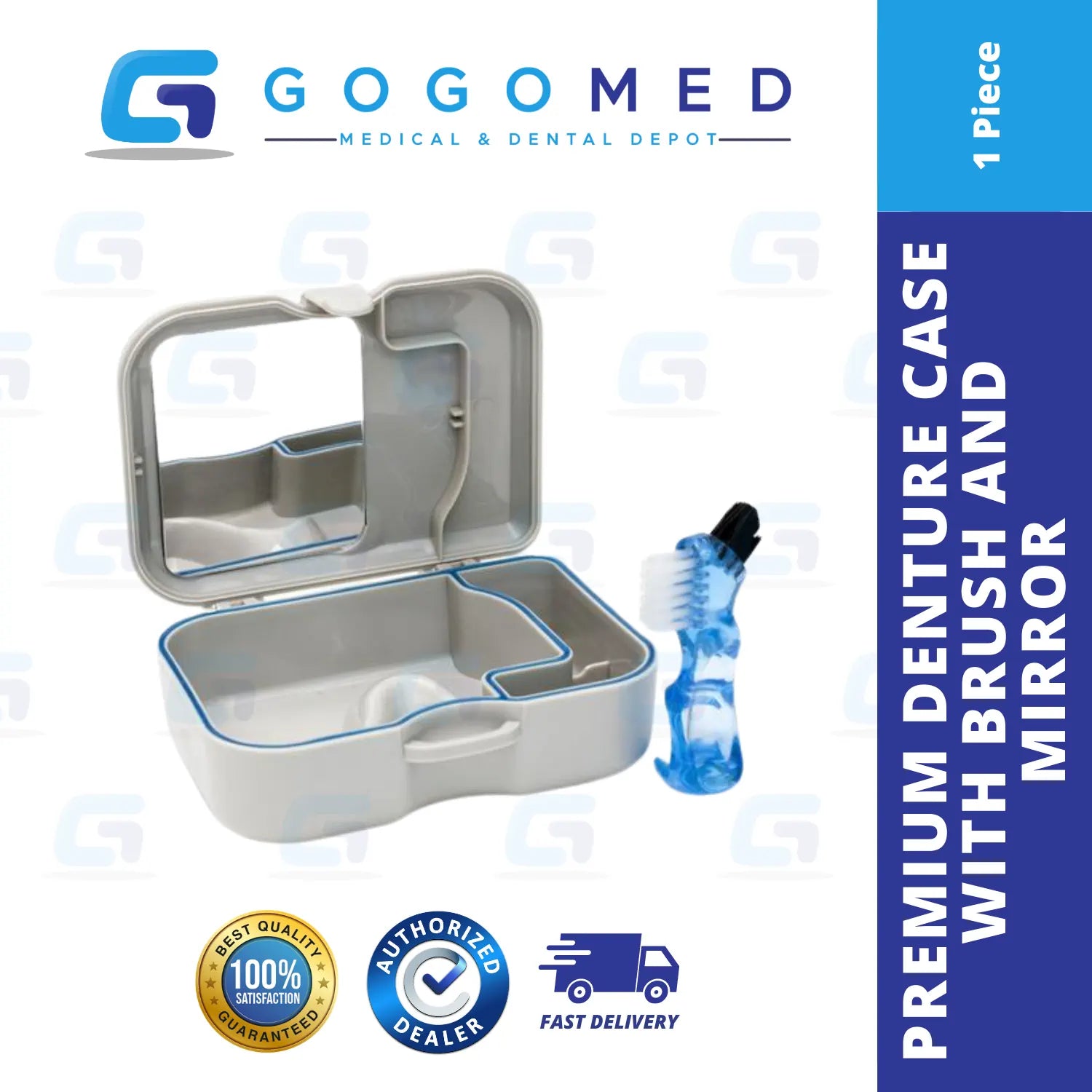 Premium Denture Case with Mirror and Brush