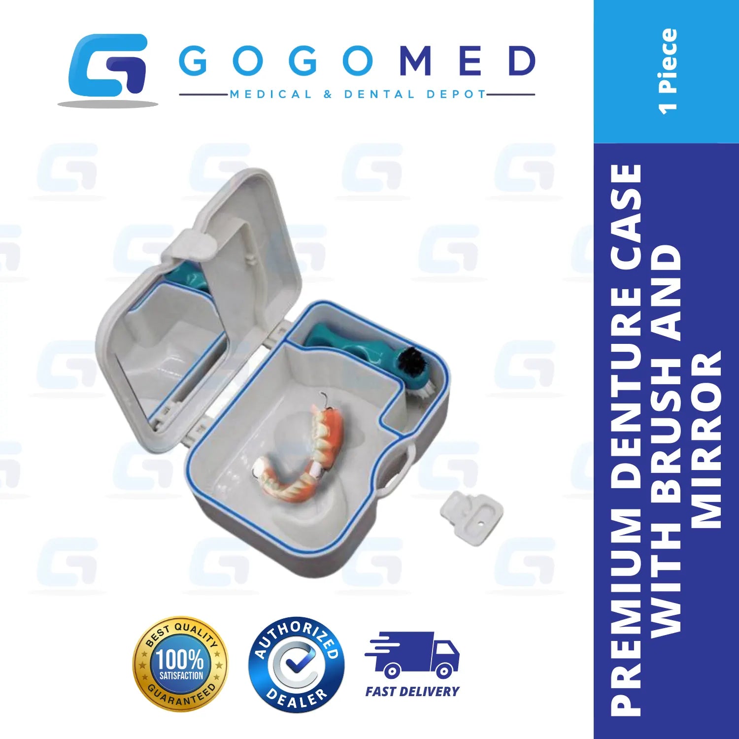 Premium Denture Case with Mirror and Brush