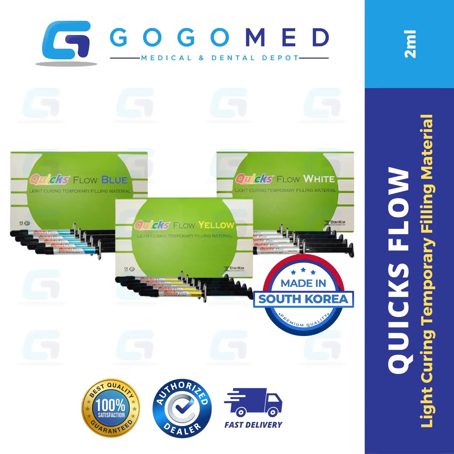 Quicks Flow - Light Curing Flowable Temporary Filling Material - 2ml per Tube