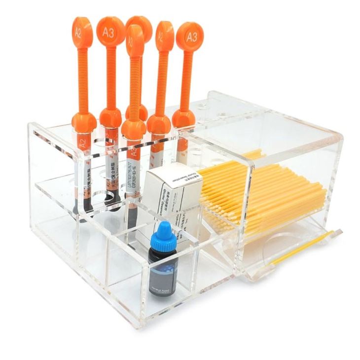 Dental Resin Clear Acrylic Syringe Holder - 8x8x3.6 Inch Organizer For Dental Supplies & Craft Tools Dental Tool Organizer