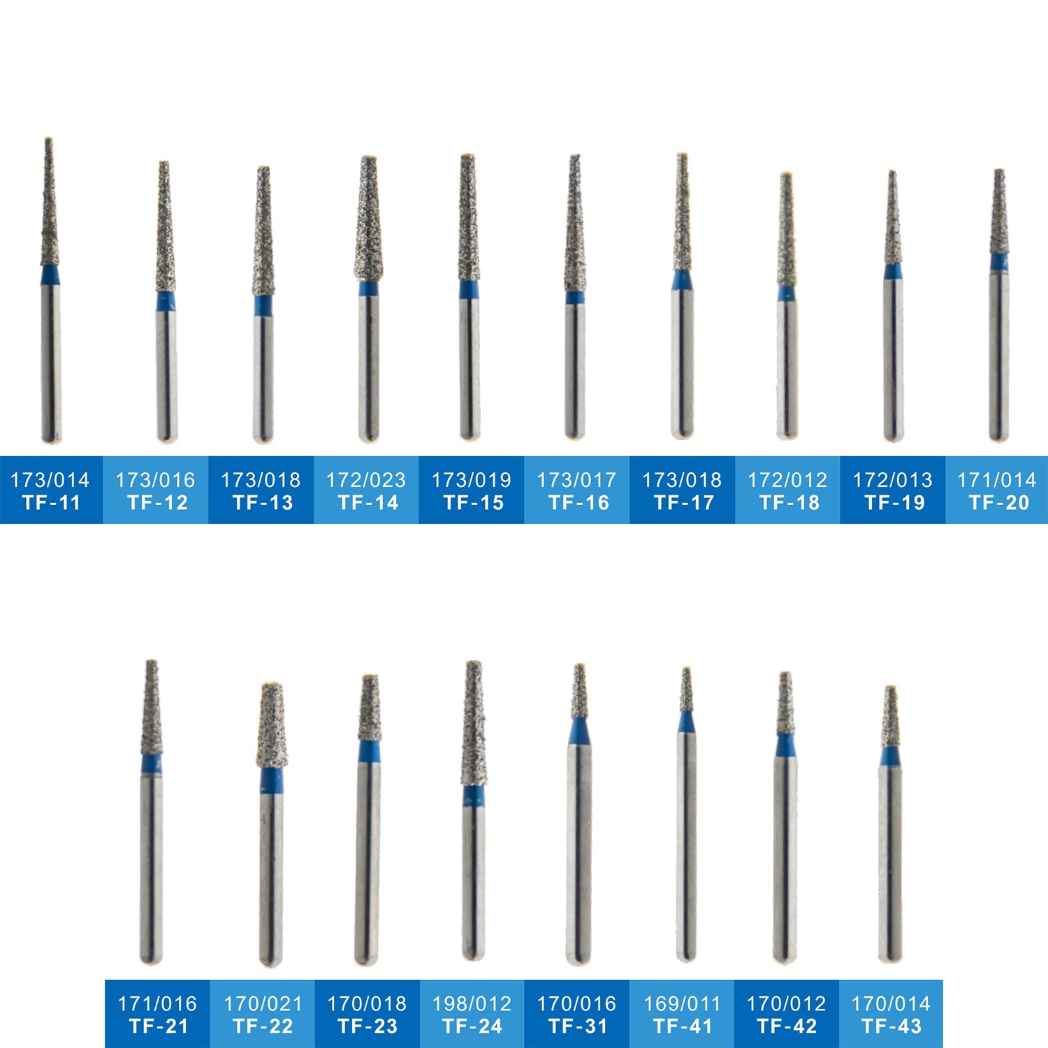 TAPER FLAT END (TF) - DIAMOND BURS