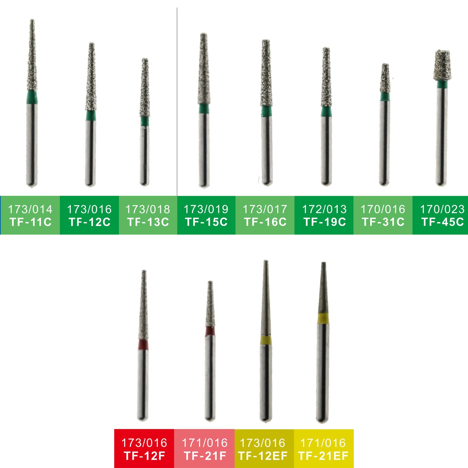 TAPER FLAT END (TF) - DIAMOND BURS