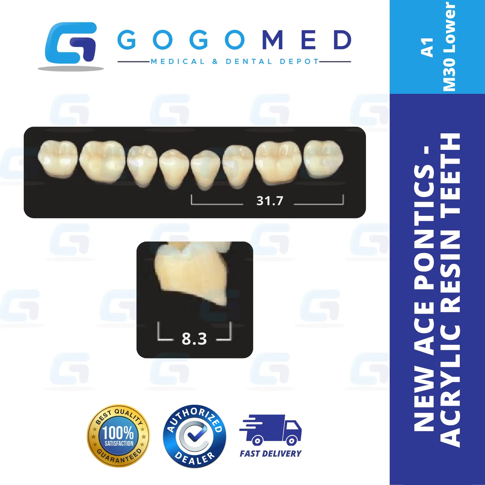 New Ace Pontics - Acrylic Resin Teeth(Shade A1)