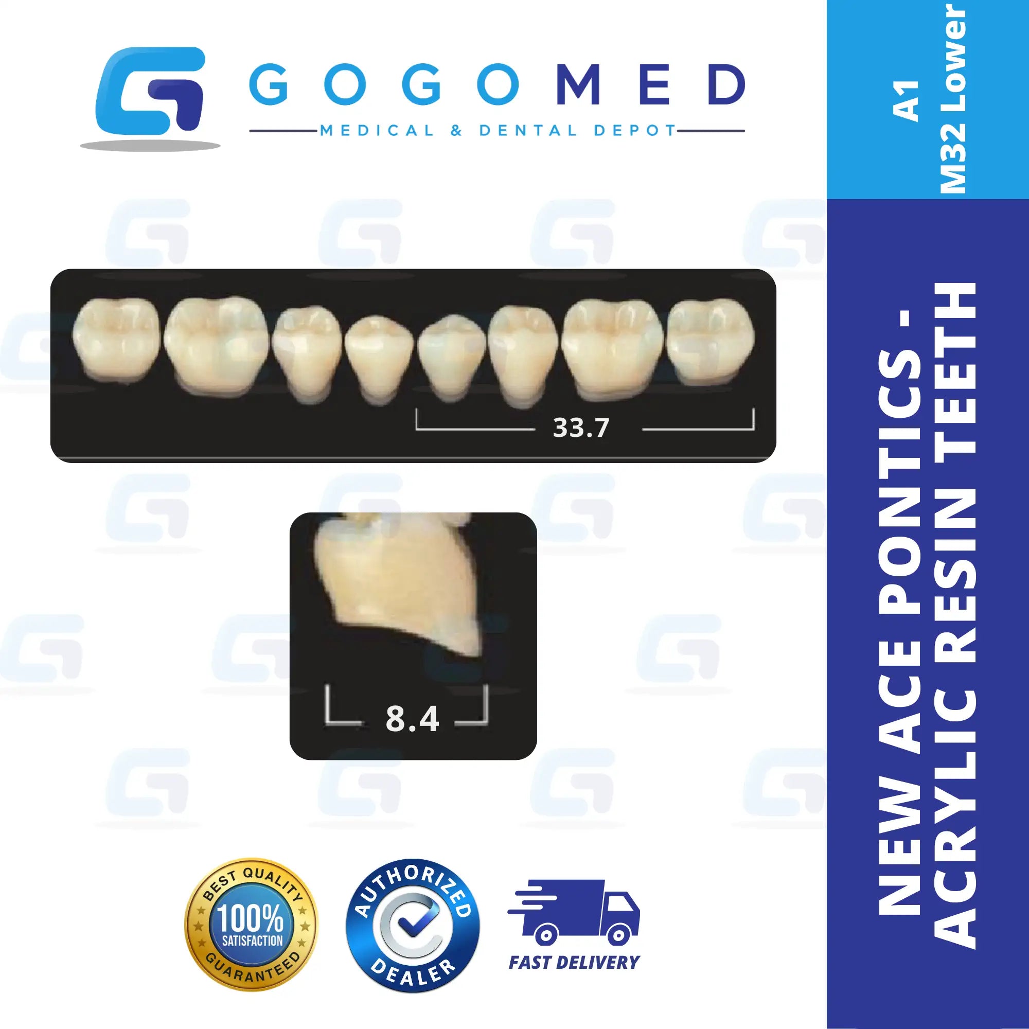 New Ace Pontics - Acrylic Resin Teeth(Shade A1)