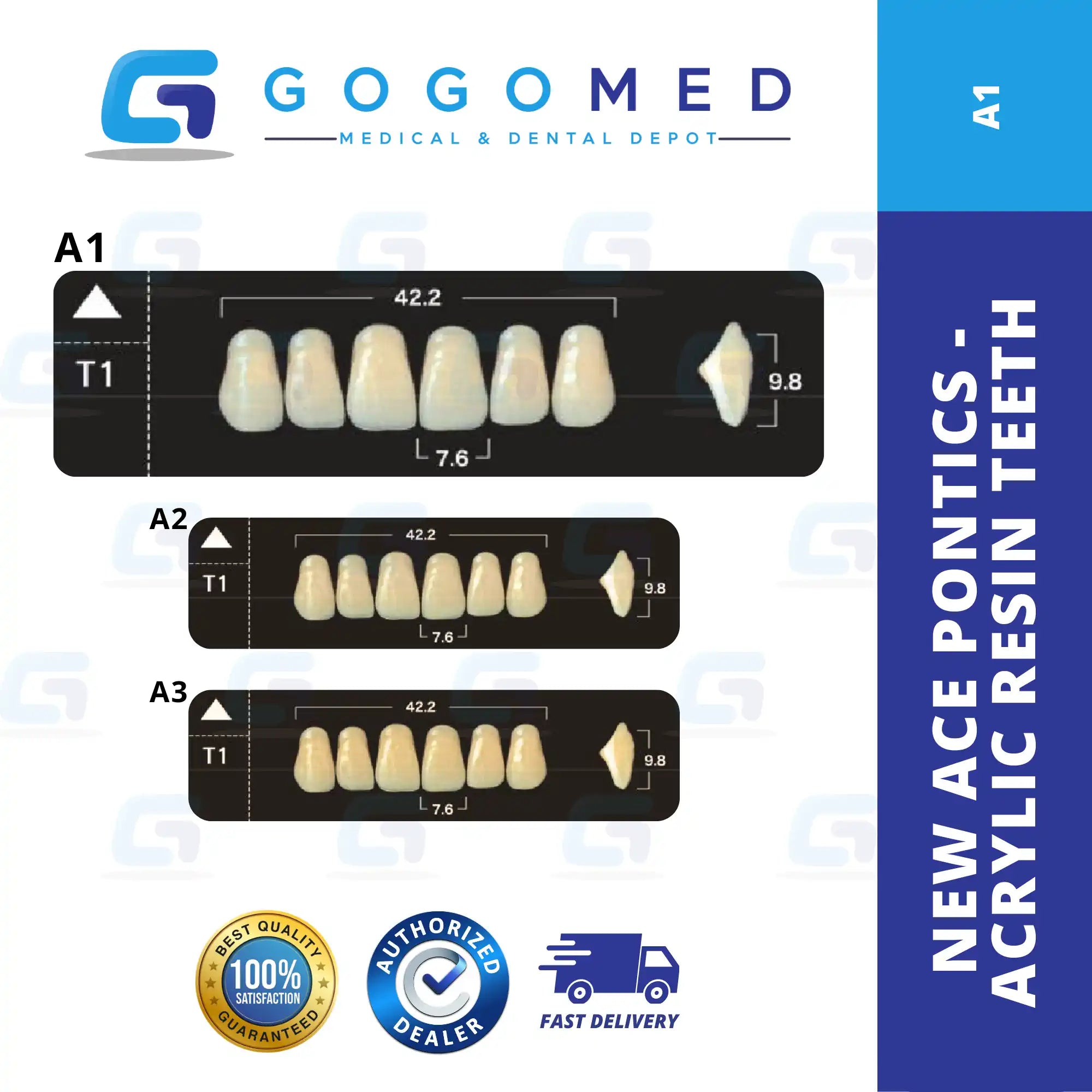 New Ace Pontics - Acrylic Resin Teeth(Shade A1)