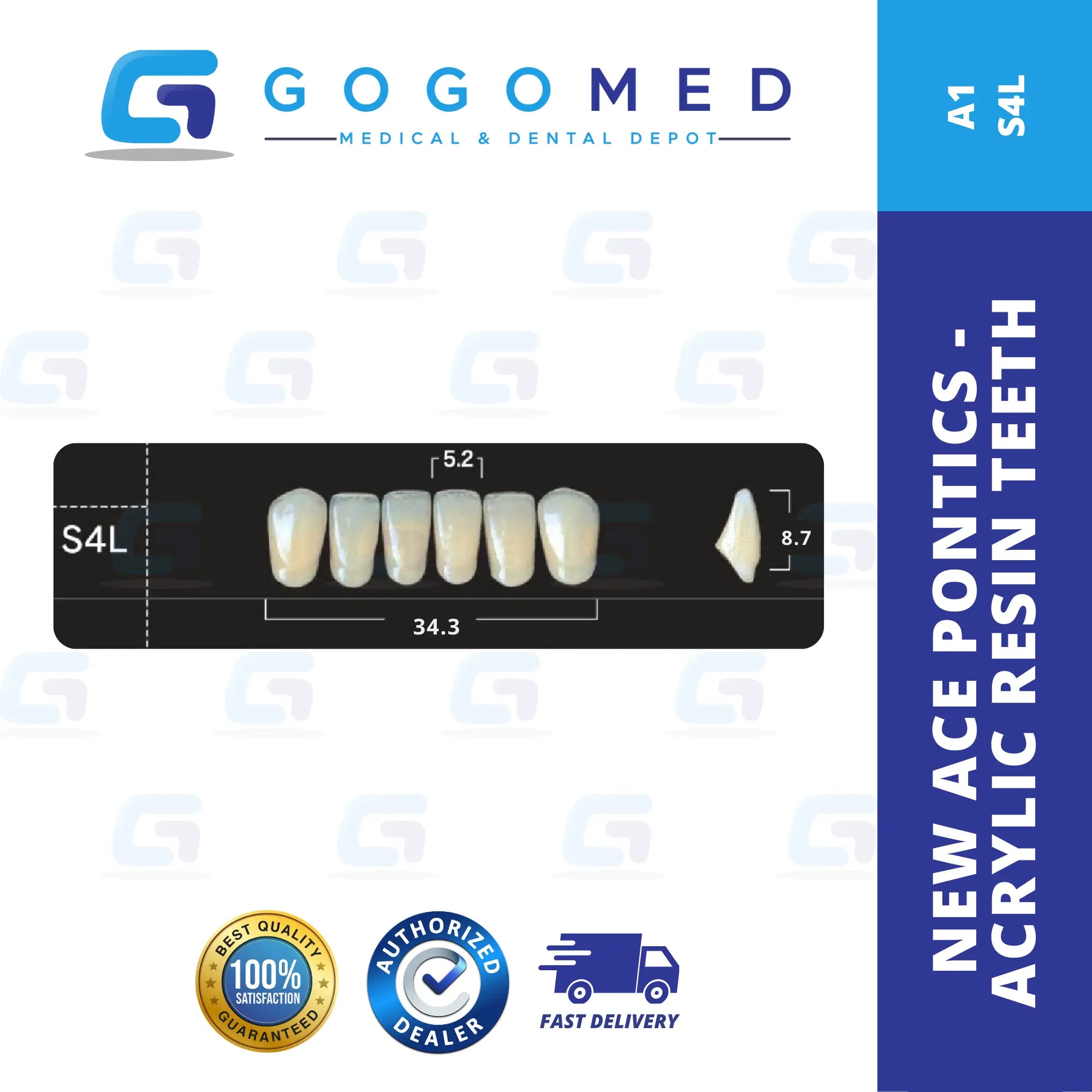 New Ace Pontics - Acrylic Resin Teeth(Shade A1)