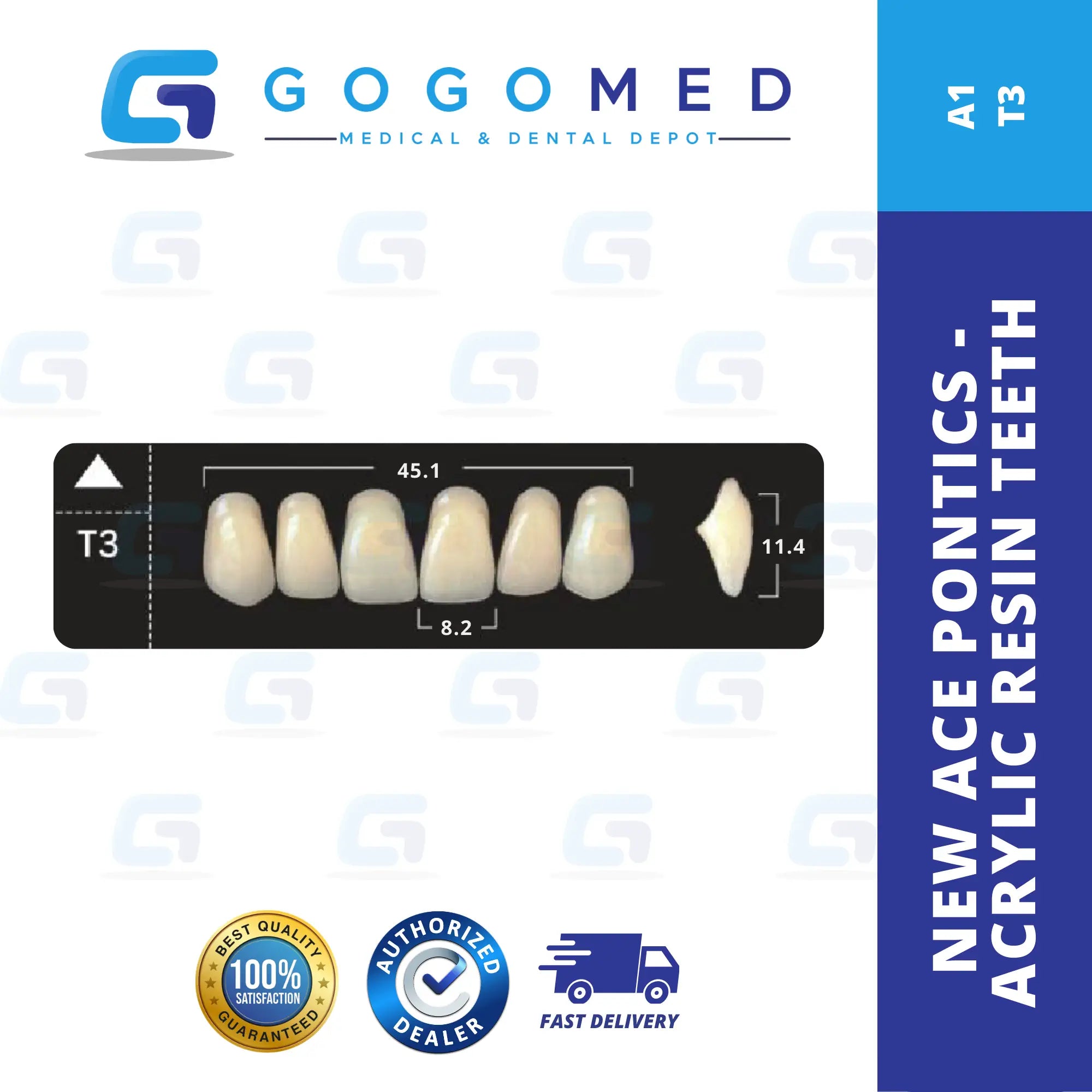 New Ace Pontics - Acrylic Resin Teeth(Shade A1)