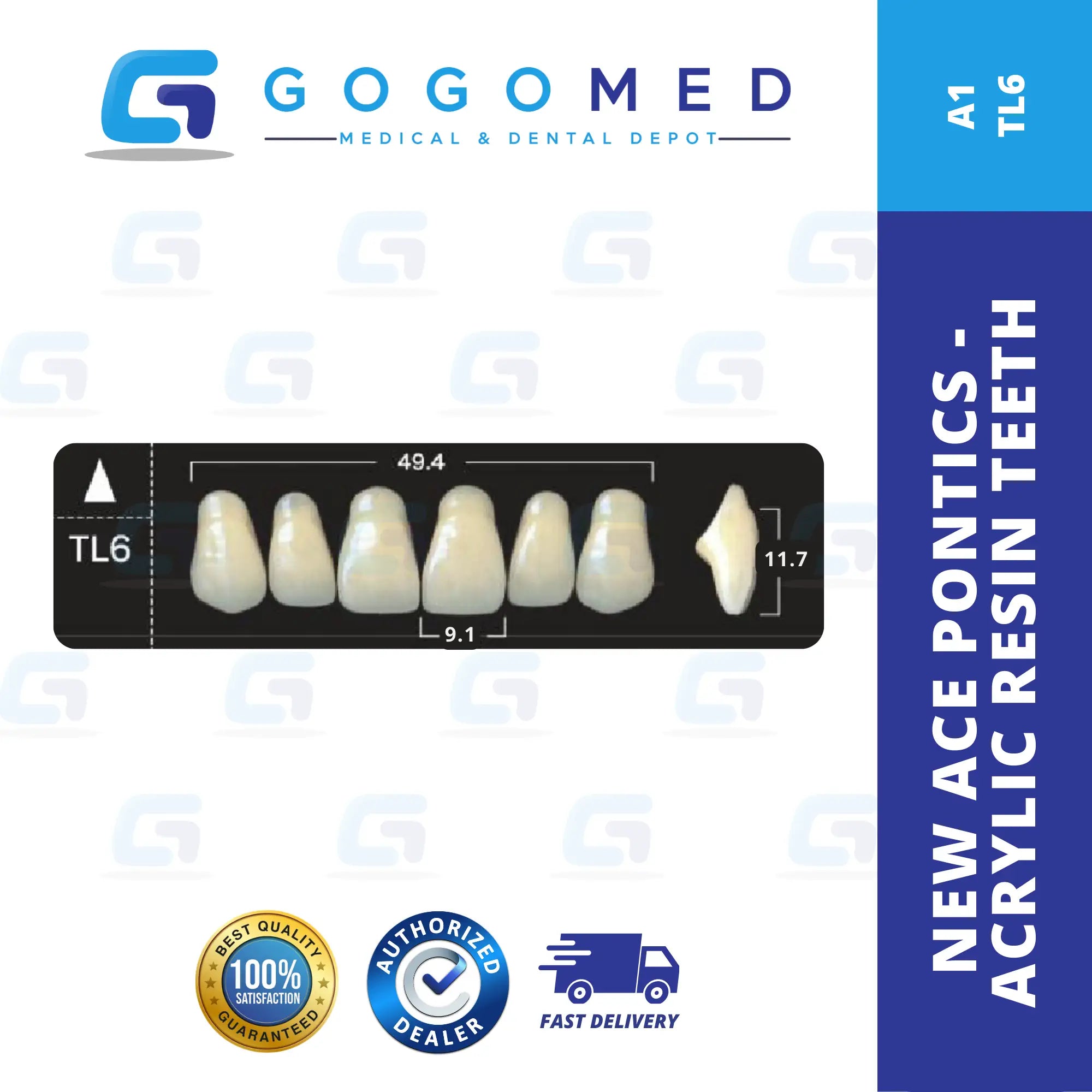 New Ace Pontics - Acrylic Resin Teeth(Shade A1)