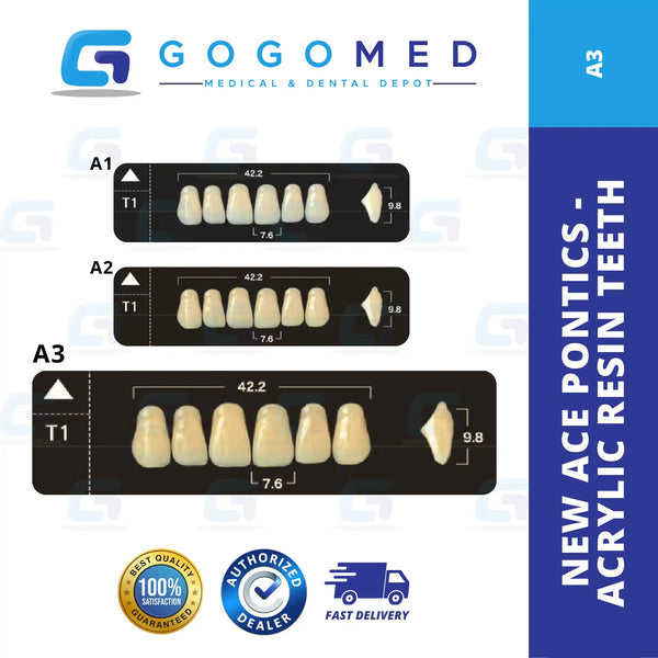 New Ace Pontics - Acrylic Resin Teeth(Shade A3)