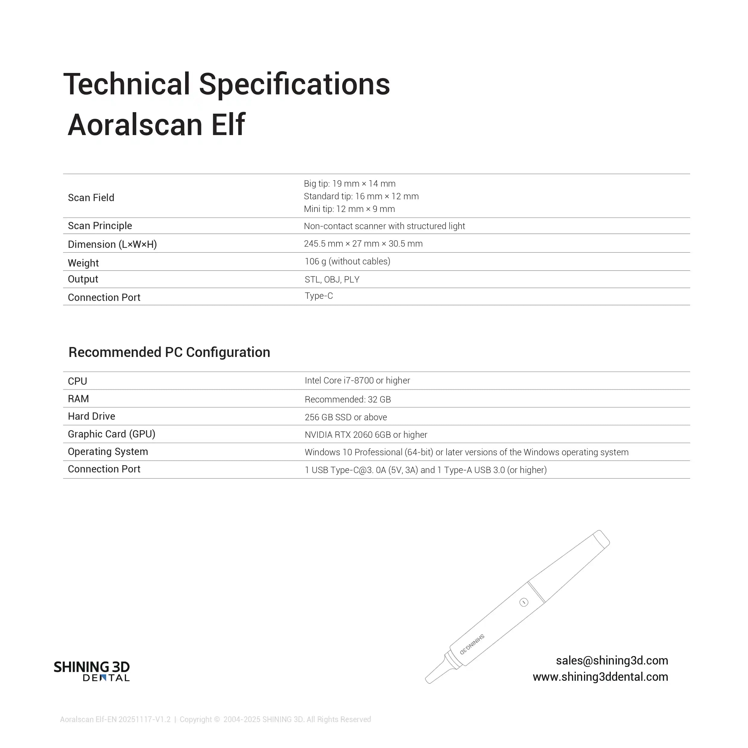 Aoralscan ELF Intraoral Scanner - Shining 3D