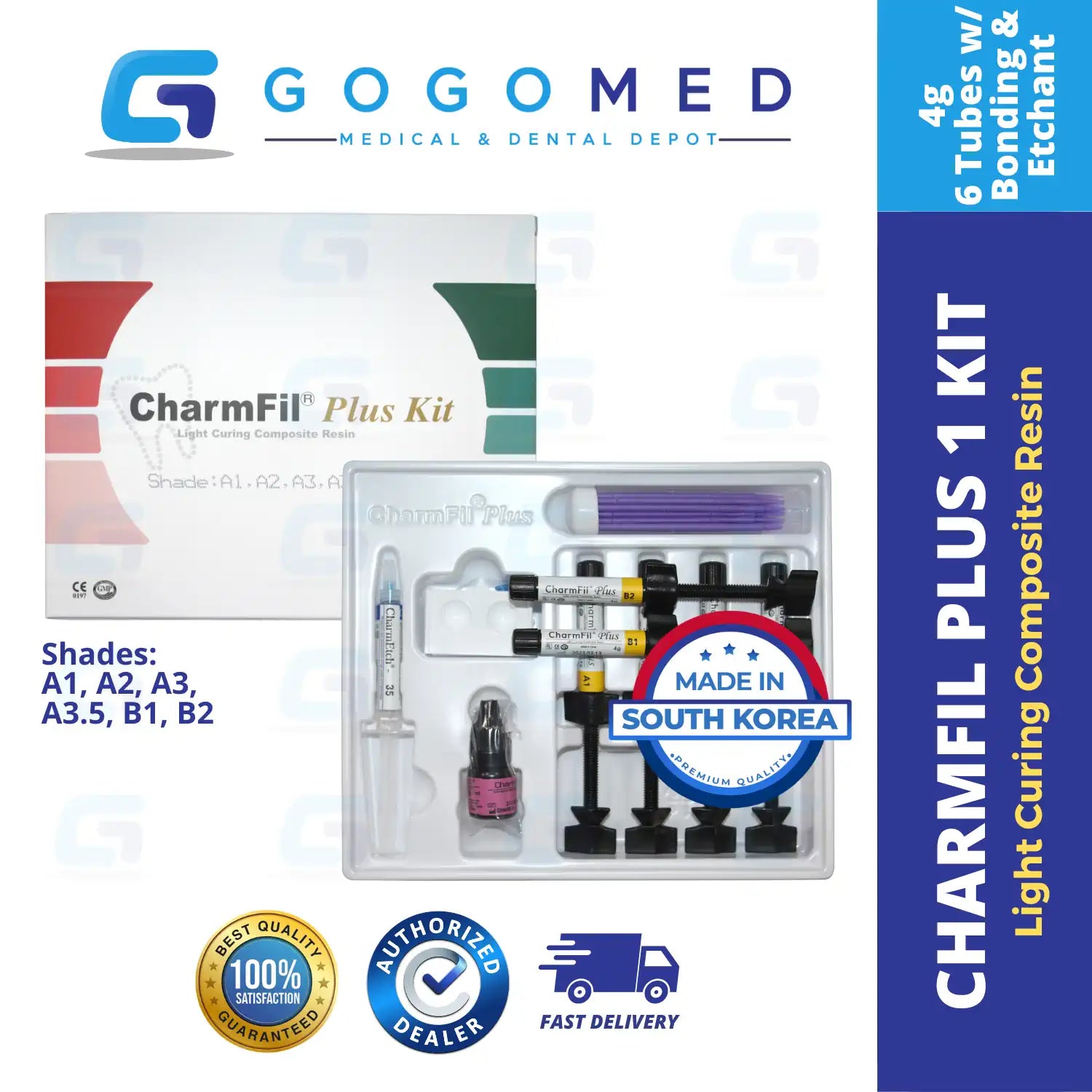 CharmFil Plus Composite Kit (6 Tubes with Etchant and Bonding) - 6 Tubes (March 2025 Expiry)