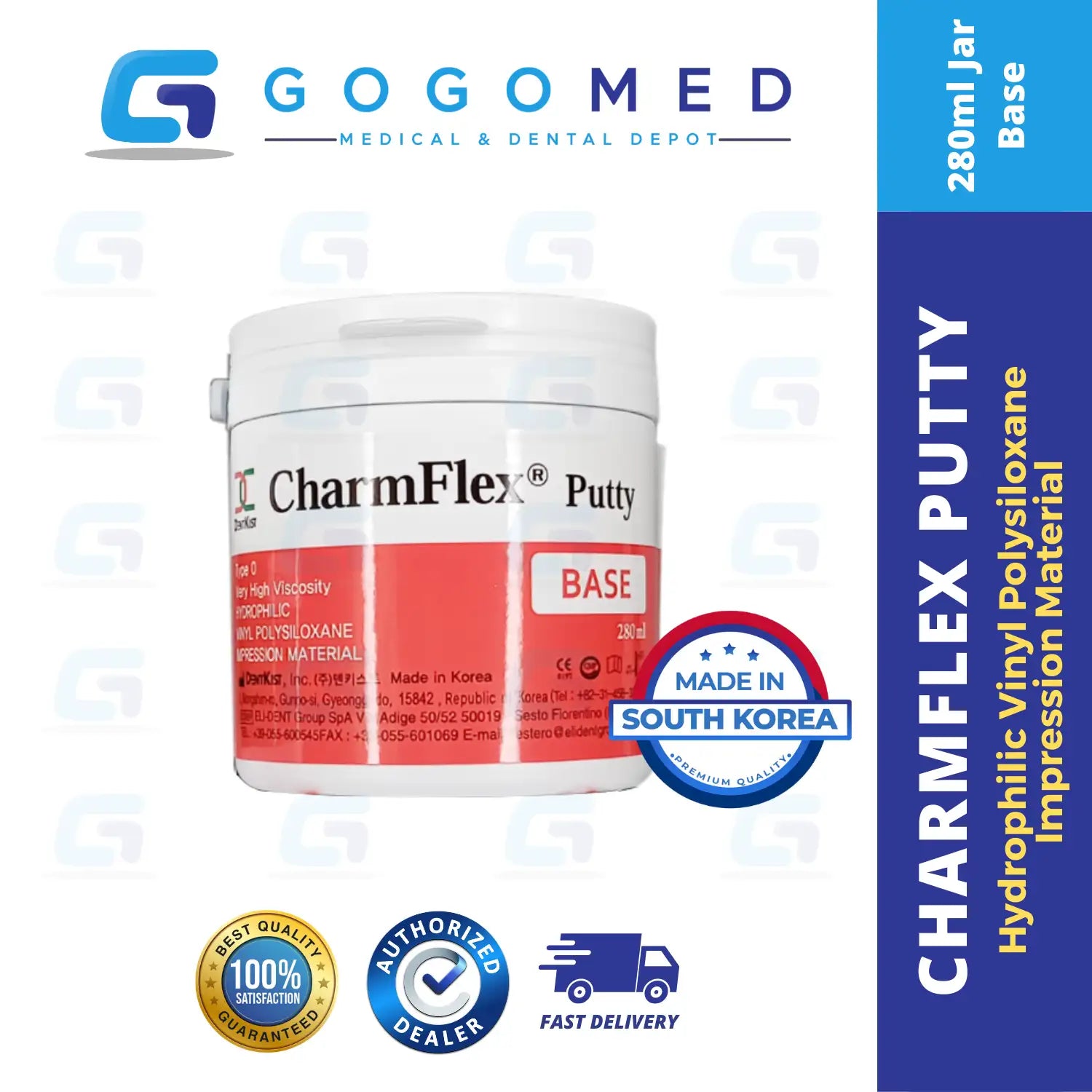 CharmFlex Putty - Hand Type Putty Dental Impression Material - 280ml Base + 280ml Catalyst