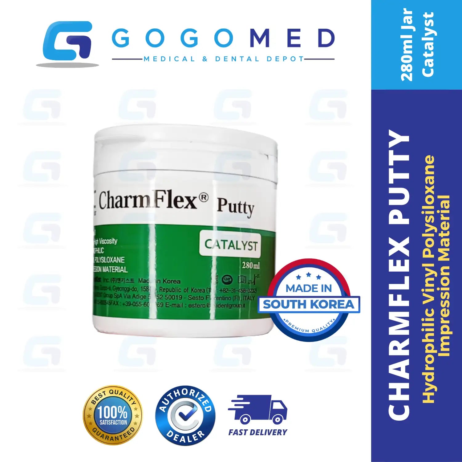 CharmFlex Putty - Hand Type Putty Dental Impression Material - 280ml Base + 280ml Catalyst