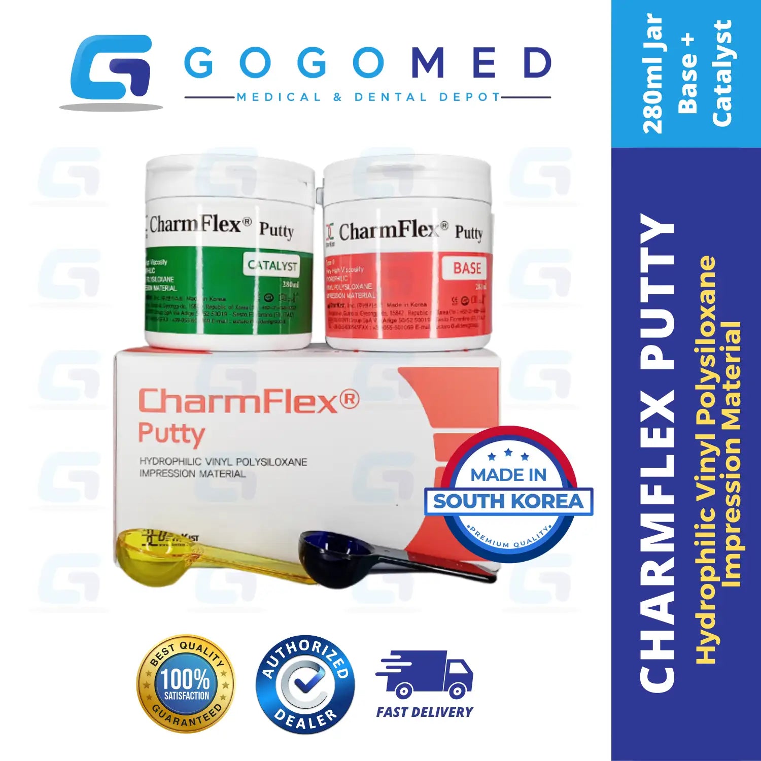 CharmFlex Putty - Hand Type Putty Dental Impression Material - 280ml Base + 280ml Catalyst