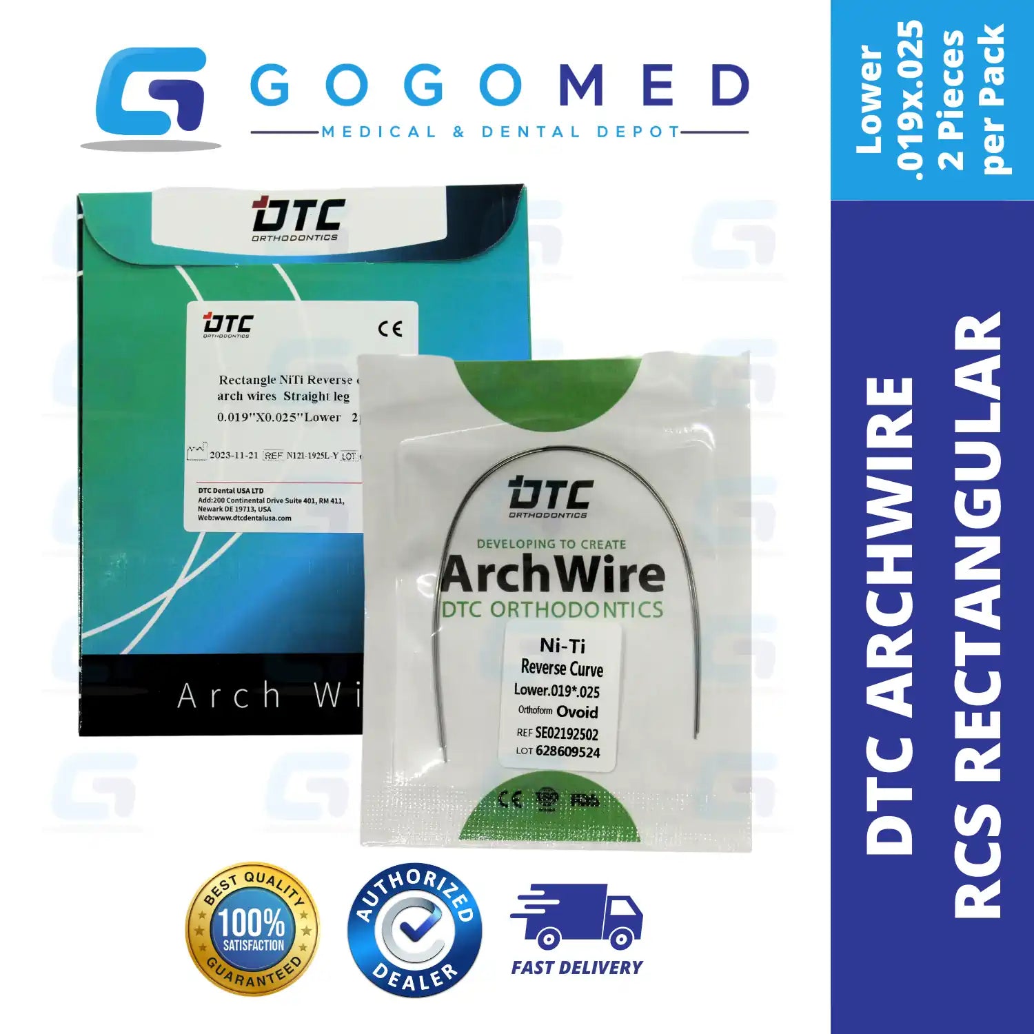 DTC USA - NiTi Reverse Curve RCS Archwire (Rectangular)