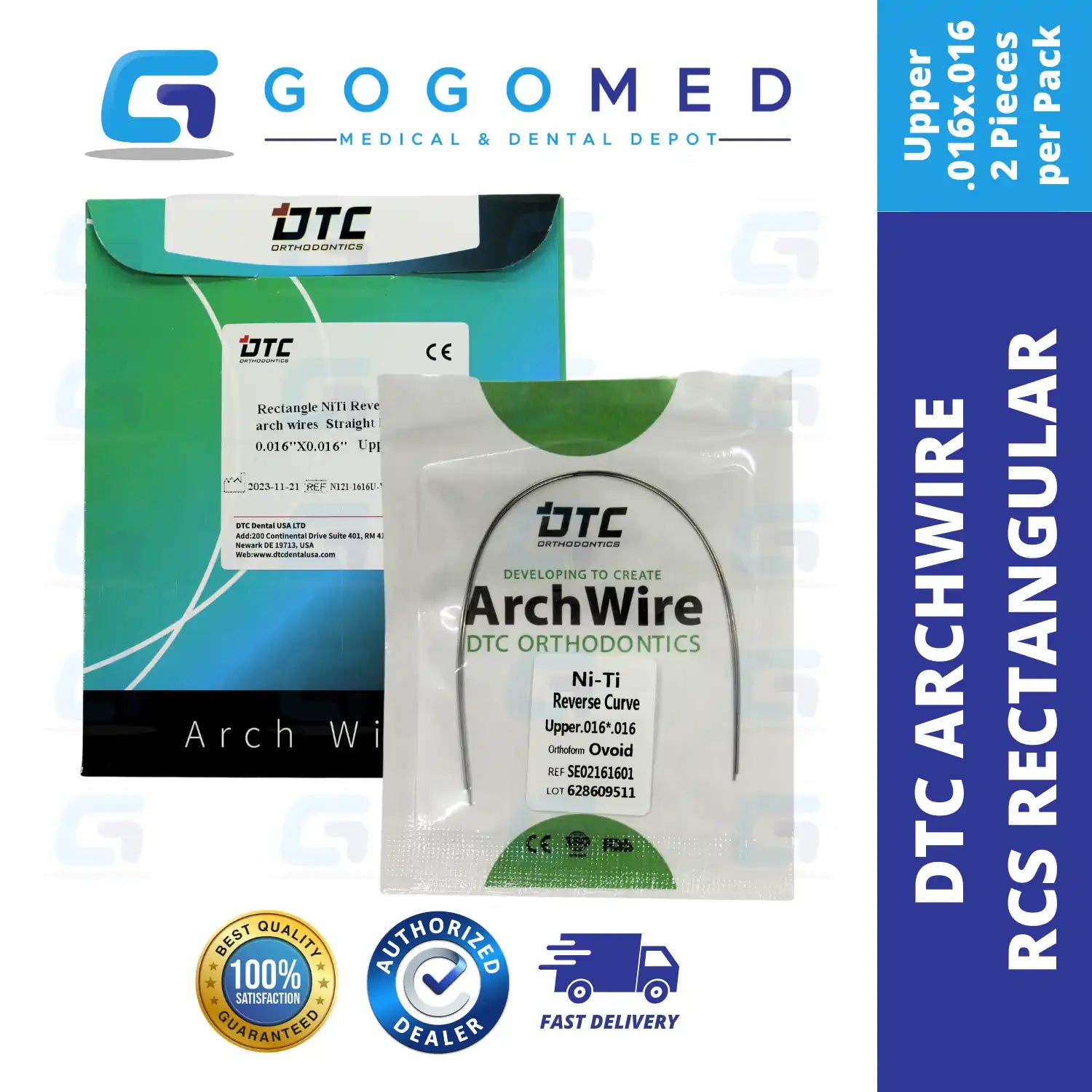 DTC USA - NiTi Reverse Curve RCS Archwire (Rectangular)