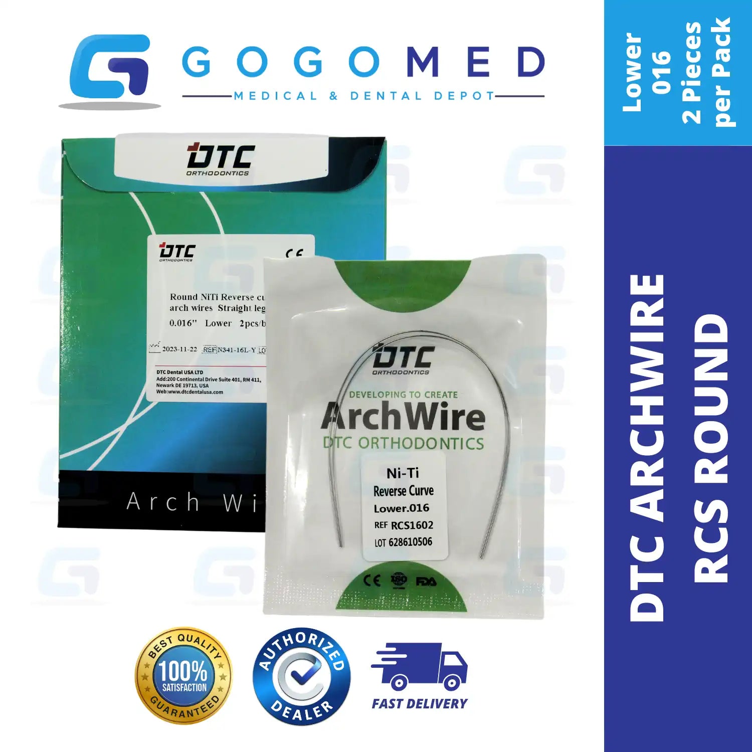 DTC USA - NiTi Reverse Curve RCS Archwire (Ovoid/Round)