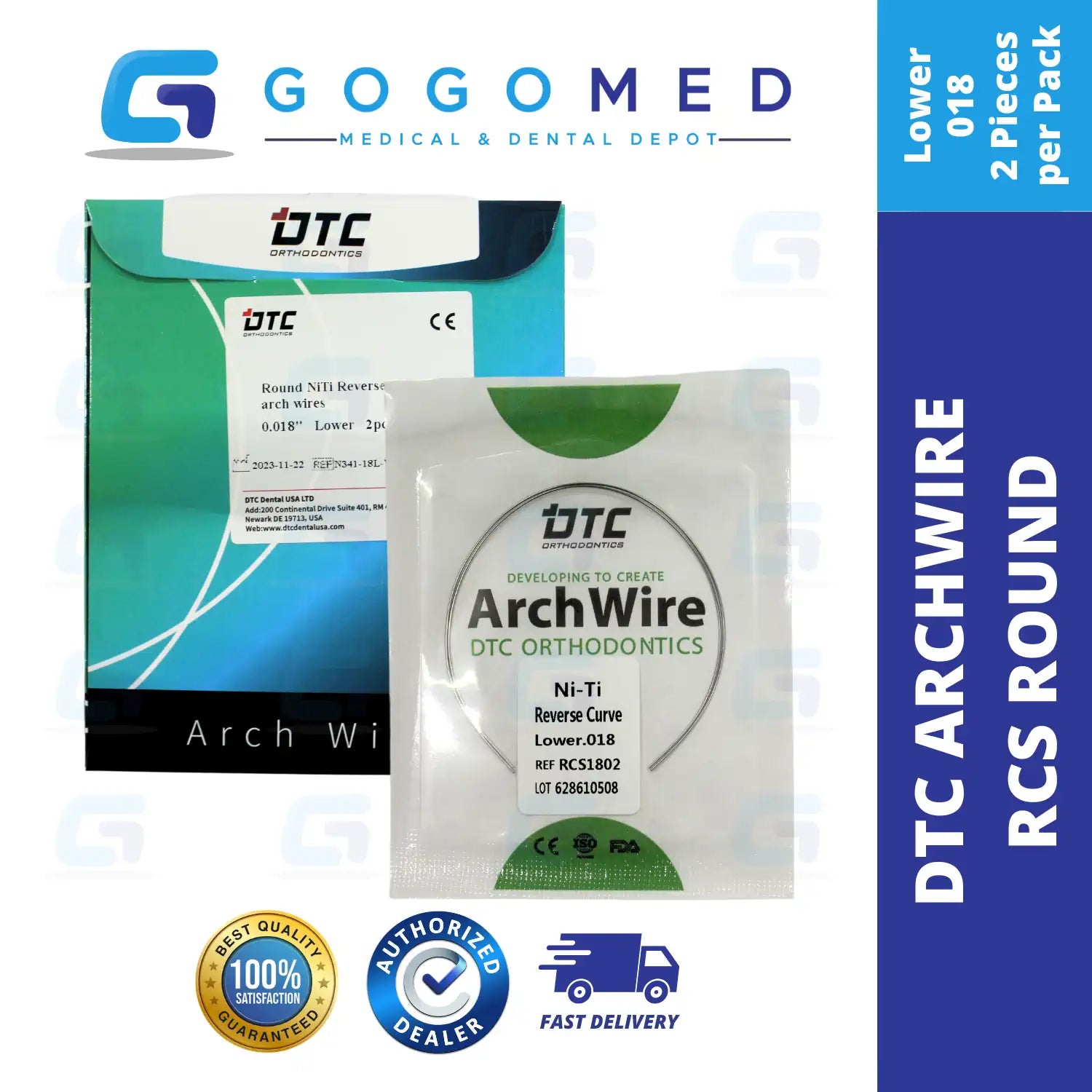 DTC USA - NiTi Reverse Curve RCS Archwire (Ovoid/Round)