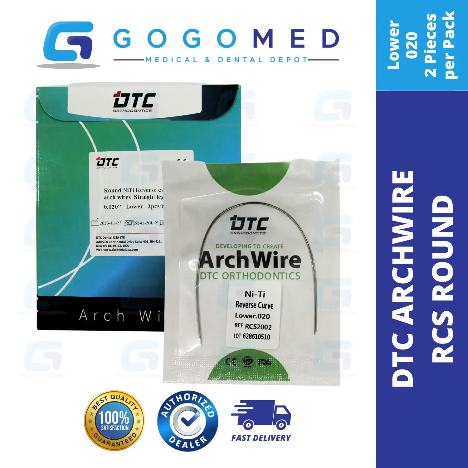 DTC USA - NiTi Reverse Curve RCS Archwire (Ovoid/Round)