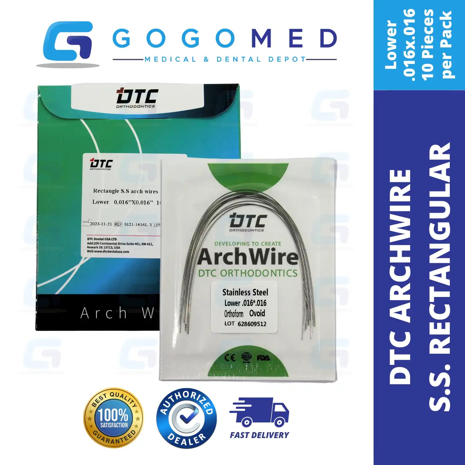 DTC USA - Stainless Steel SS Archwire (Rectangular)