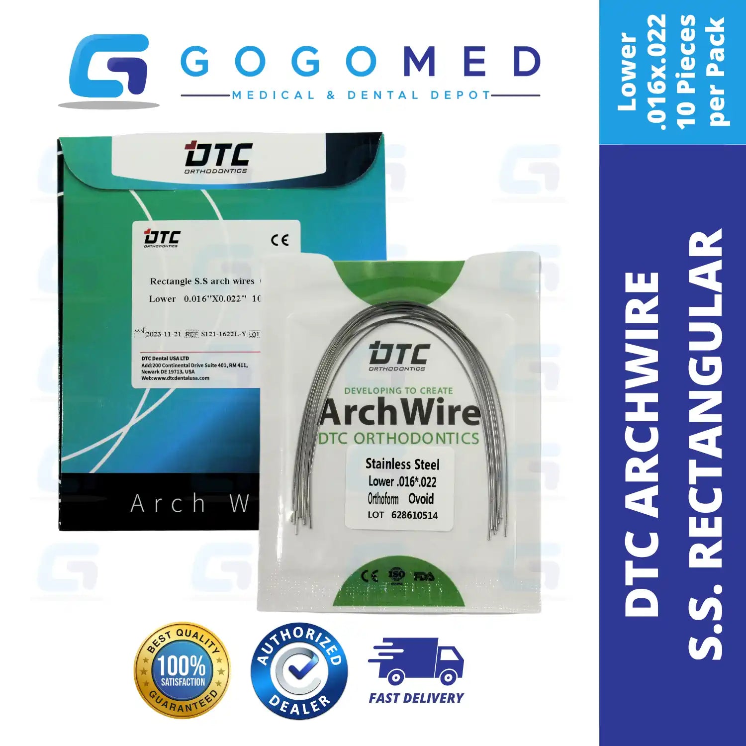 DTC USA - Stainless Steel SS Archwire (Rectangular)