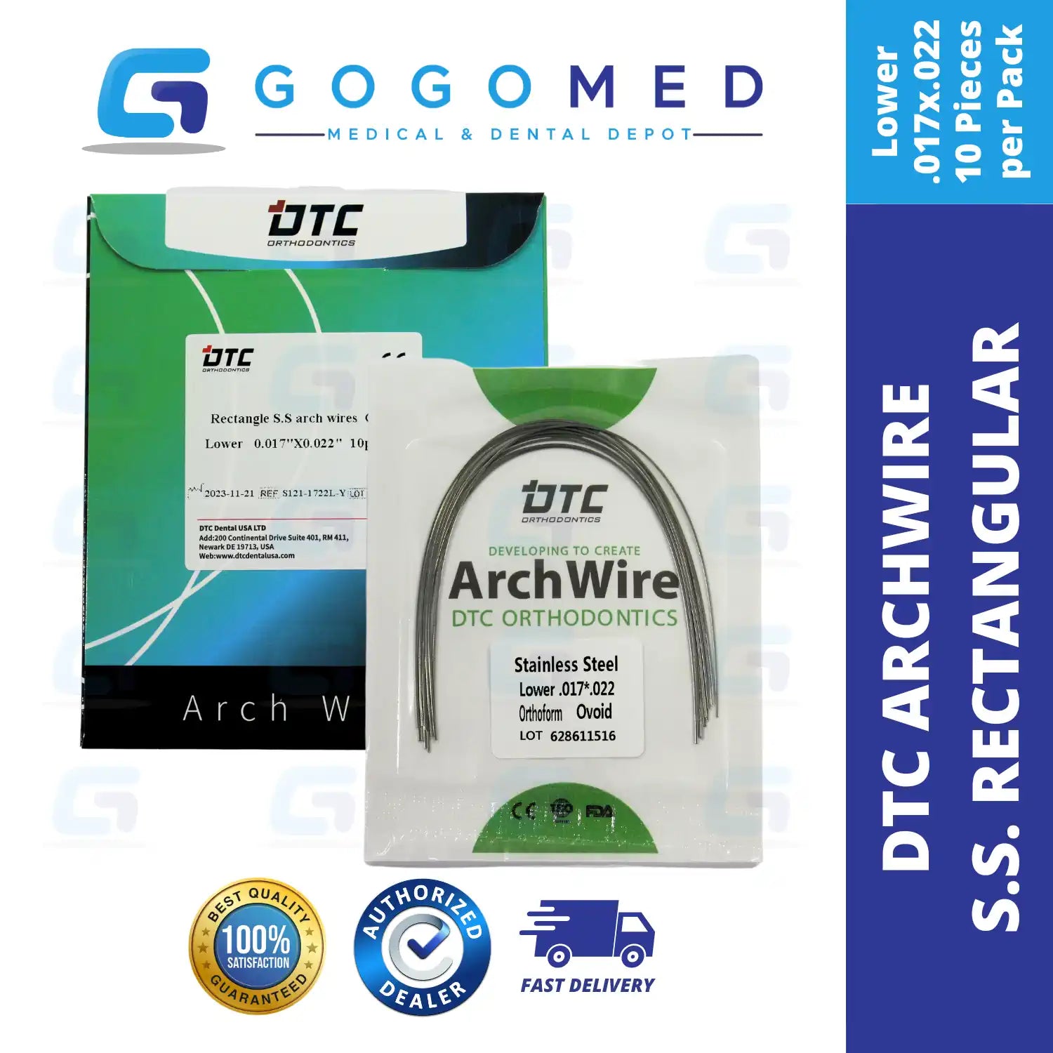 DTC USA - Stainless Steel SS Archwire (Rectangular)