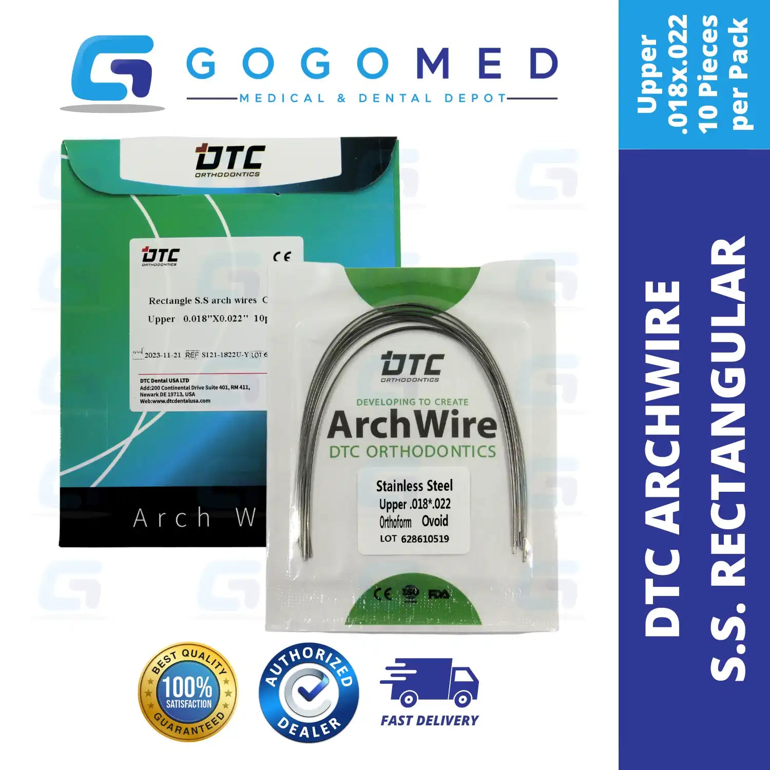 DTC USA - Stainless Steel SS Archwire (Rectangular)