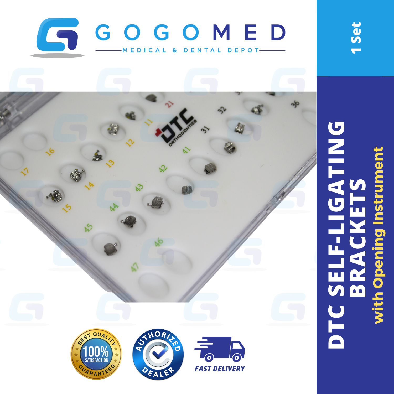 DTC Ortho Self-Ligating Brackets with Opening Instrument