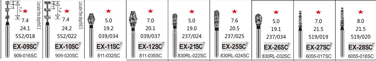 SPECIAL SHAPE (EX) - DIAMOND BURS