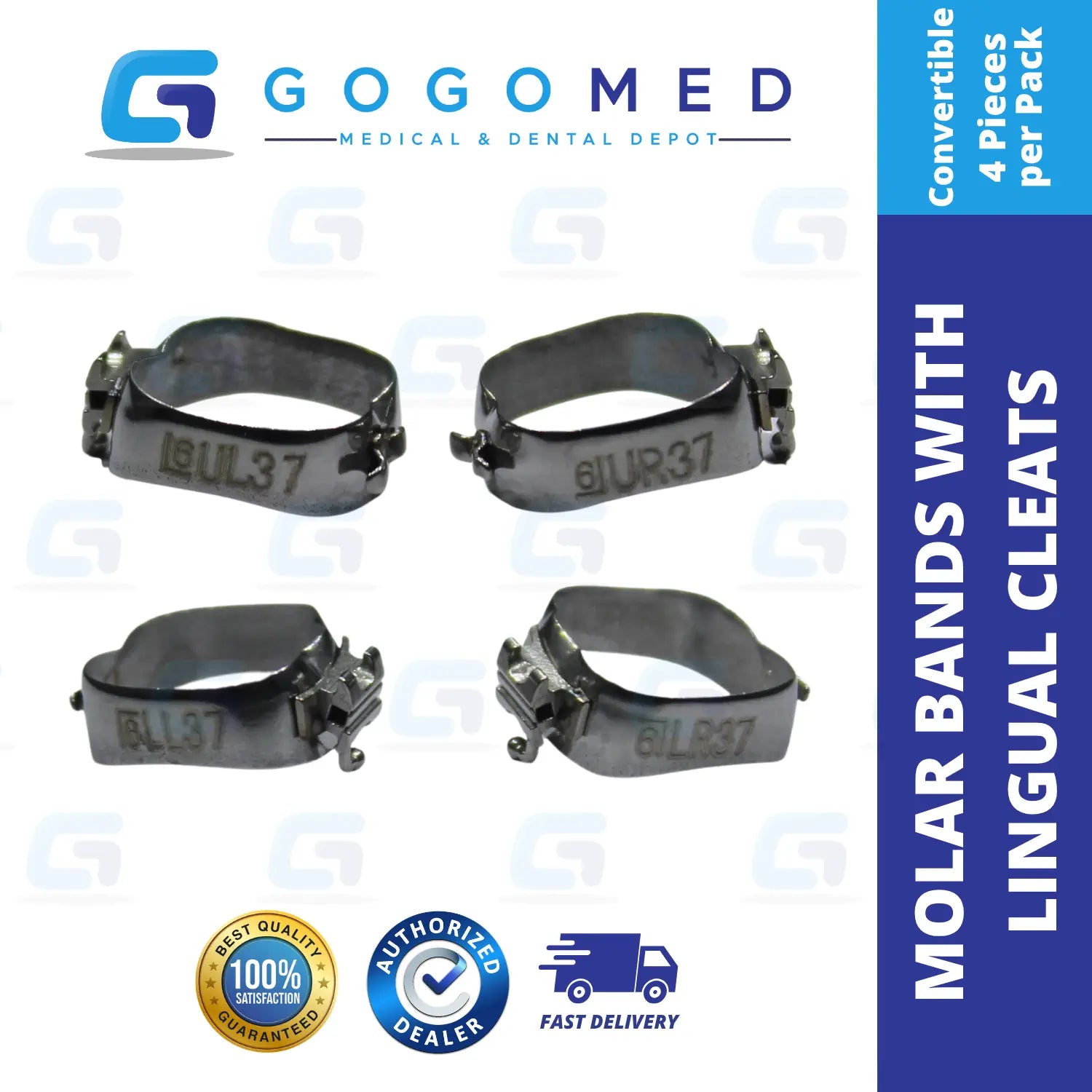 4 pcs Molar Band Roth with Lingual Cleat (Convertible)