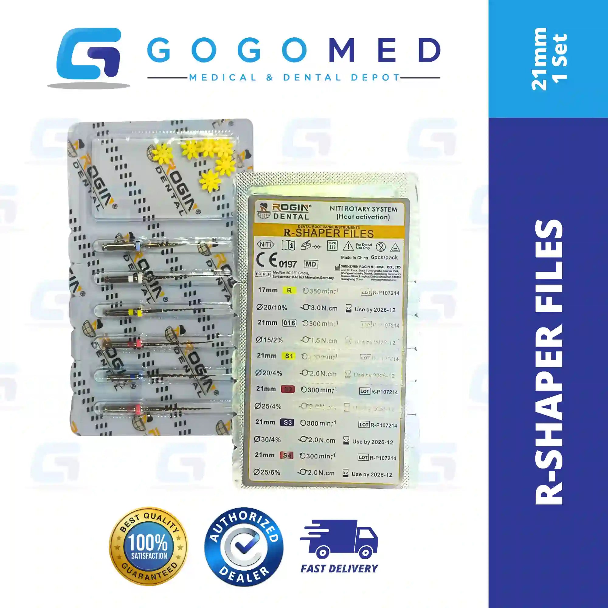 R-Shaper Files 6pcs Assorted Engine Use Niti Size 17mm (ROTARY FILES)