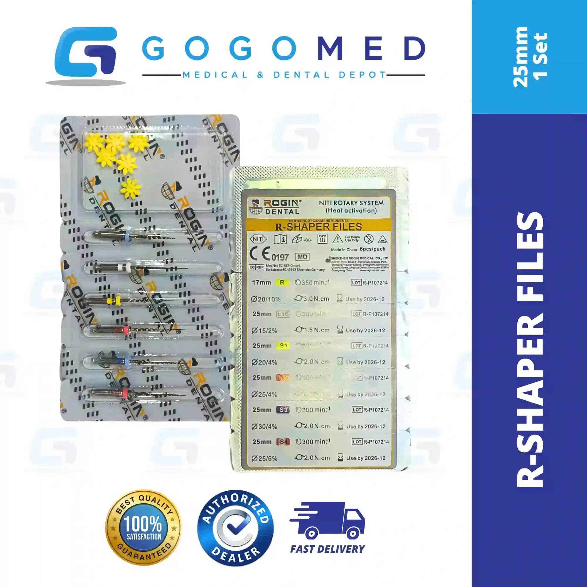 R-Shaper Files 6pcs Assorted Engine Use Niti Size 17mm (ROTARY FILES)