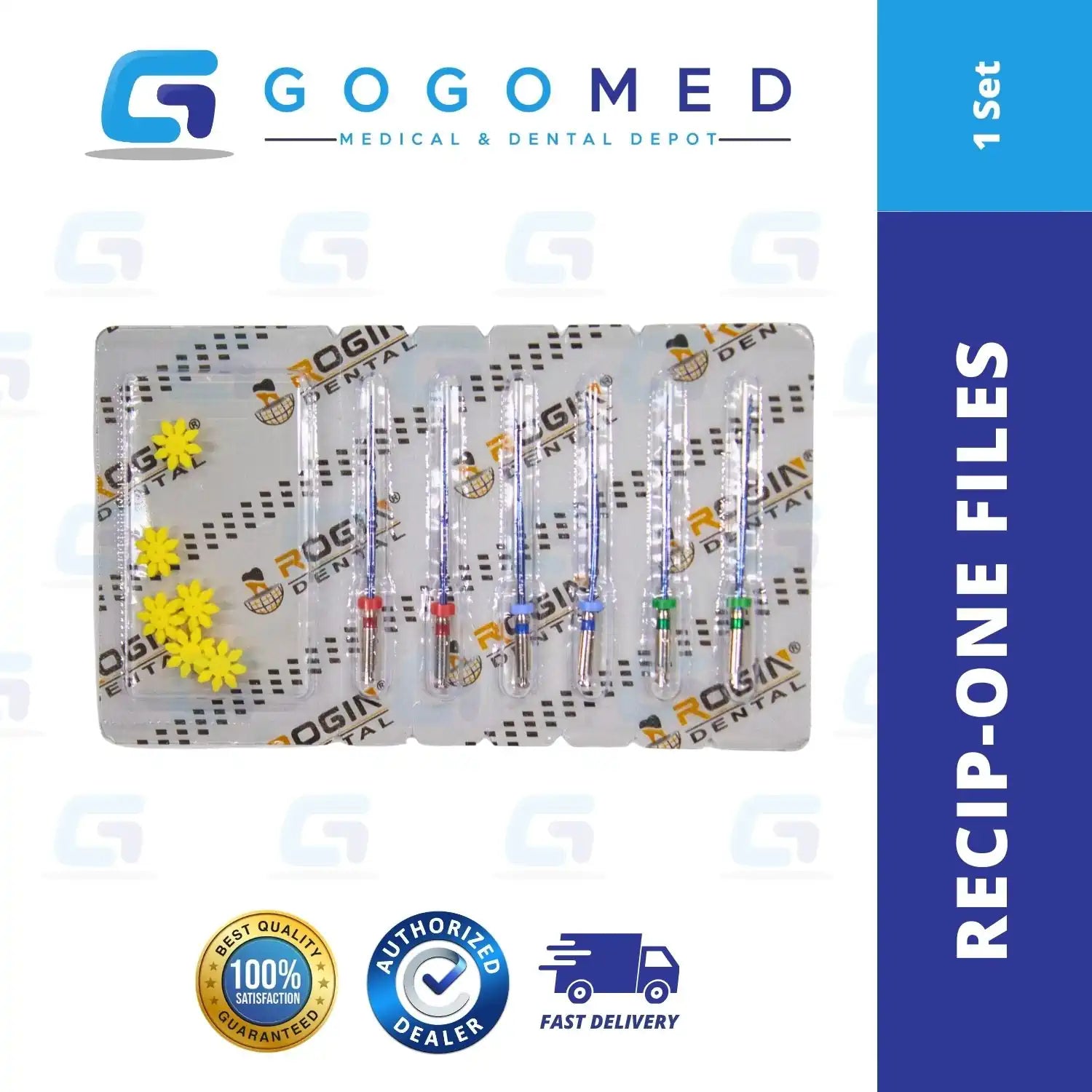 Recip-One Files Blue 6pcs Assorted Engine Use Niti (#25/#30/#35)