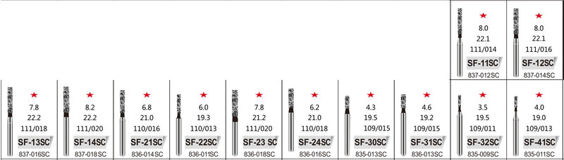 STRAIGHT FLAT END (SF) - DIAMOND BURS