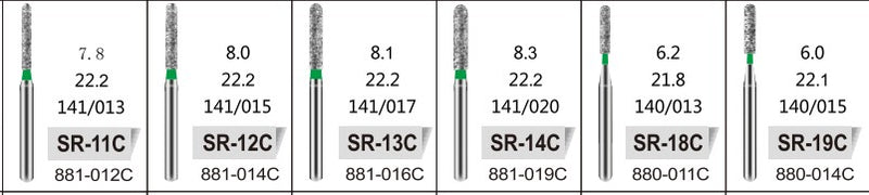 STRAIGHT ROUND END (SR) - DIAMOND BURS