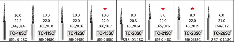 TAPER CONICAL END (TC) - DIAMOND BURS