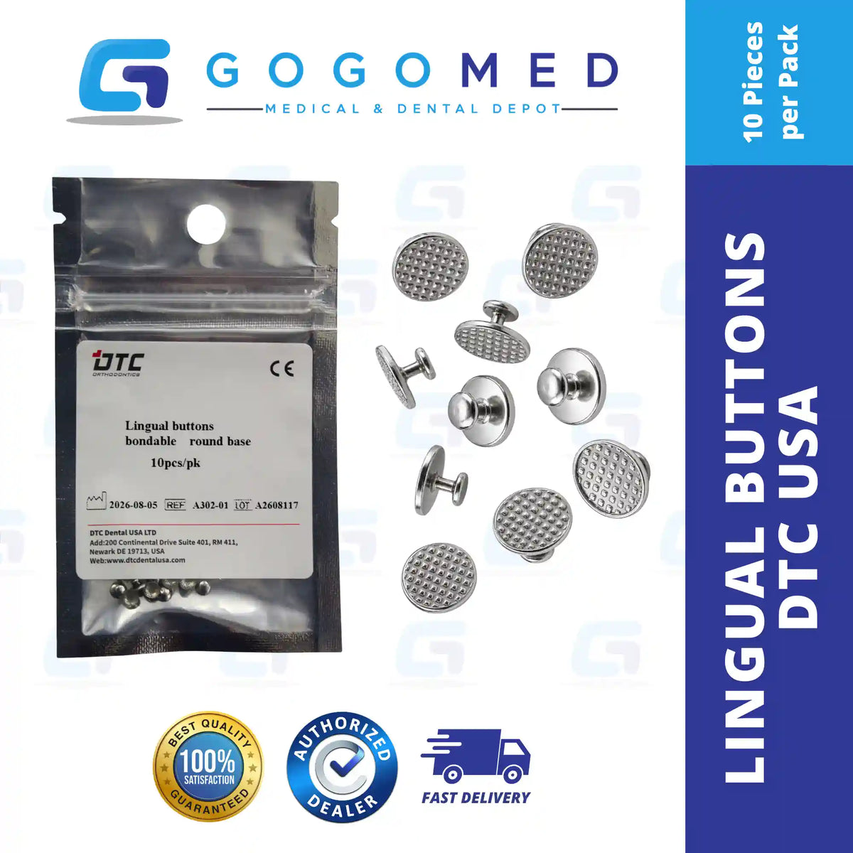 Lingual Button 10 pcs - DTC USA