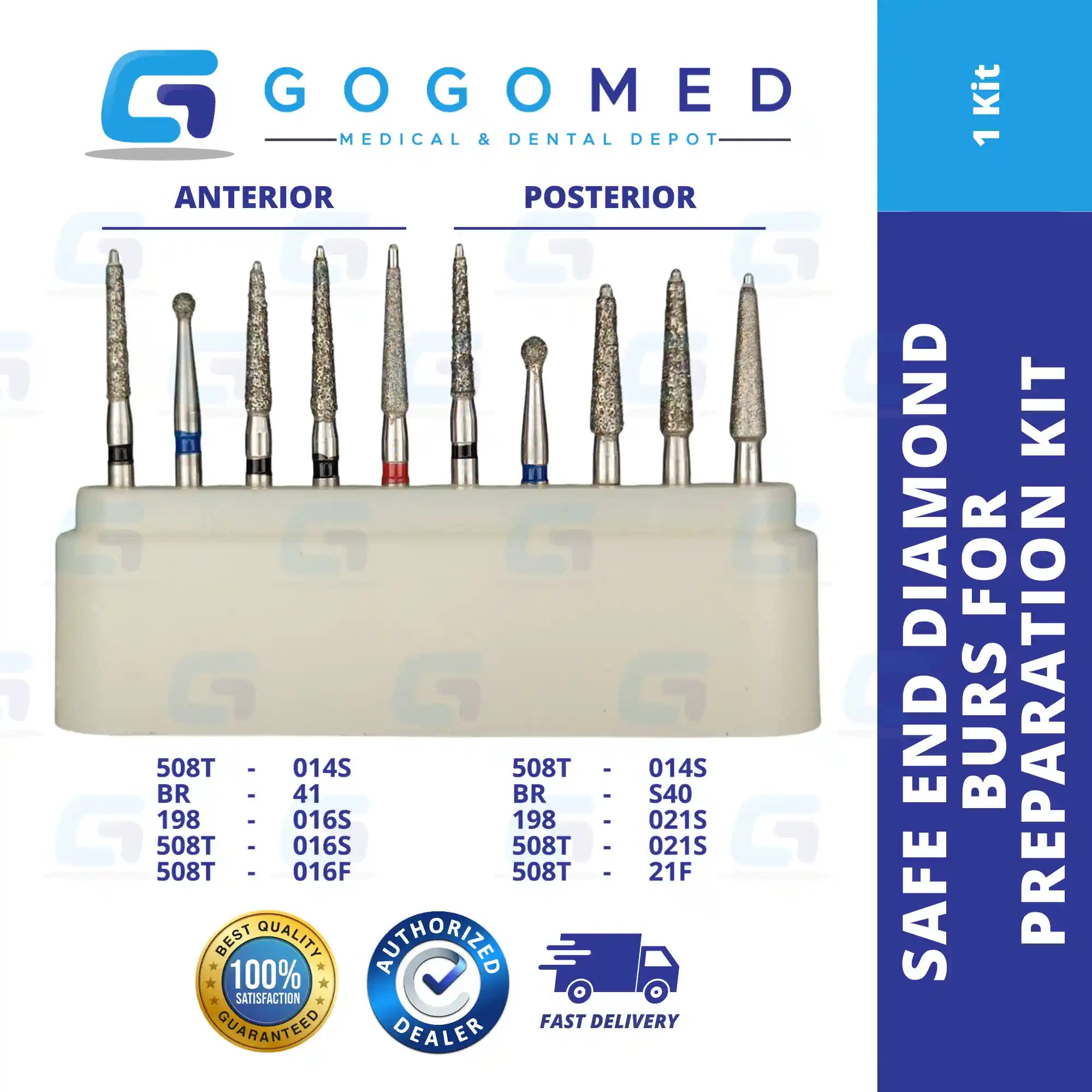 Safe End Diamond Burs for Preparation - 1 Set