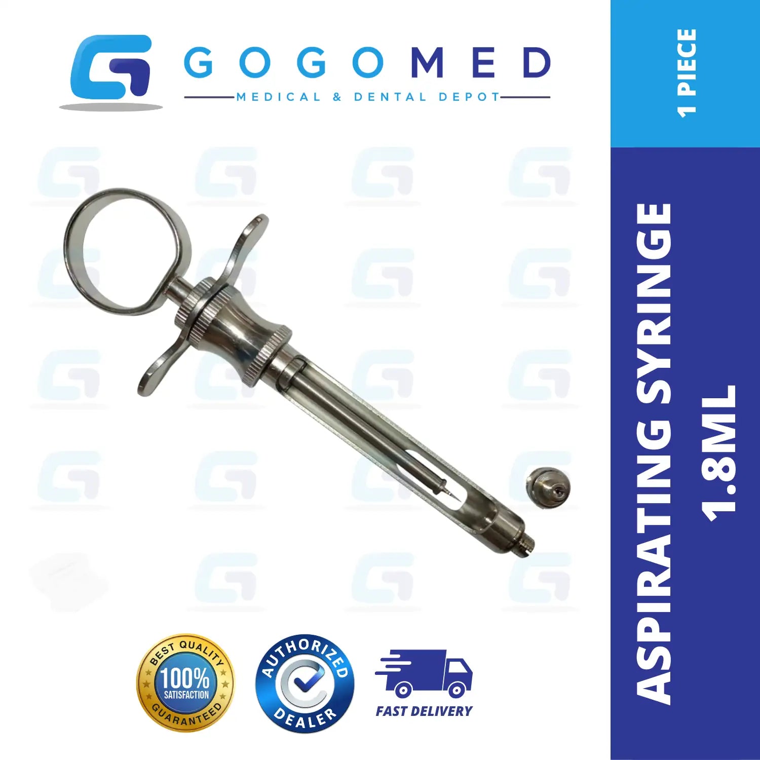 Aspirating Syringe High Quality Brass with Chromium Coating 1.8 mL